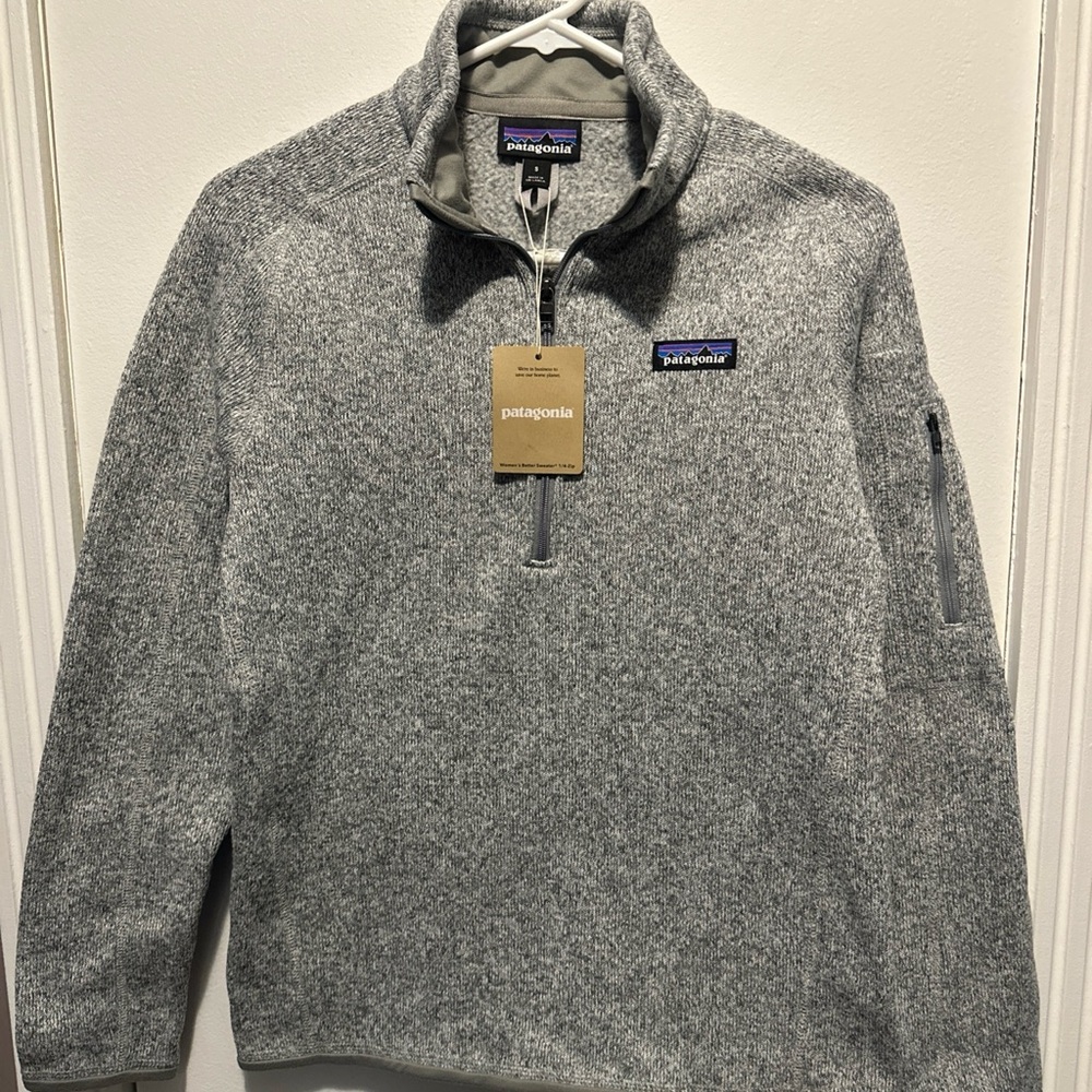 PATAGONIA Women's Better Sweater Knit Fleece pullover BIRCH WHITE grey Small new